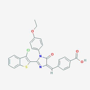 molecular formula C27H19ClN2O4S B424053 4-{[2-(3-chloro-1-benzothien-2-yl)-1-(4-ethoxyphenyl)-5-oxo-1,5-dihydro-4H-imidazol-4-ylidene]methyl}benzoic acid 