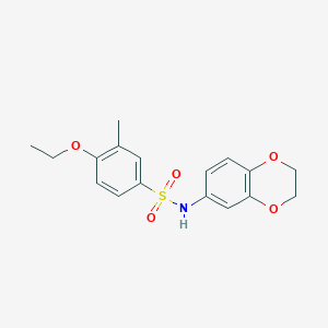 molecular formula C17H19NO5S B4240603 N-(2,3-DIHYDRO-1,4-BENZODIOXIN-6-YL)-4-ETHOXY-3-METHYLBENZENE-1-SULFONAMIDE 