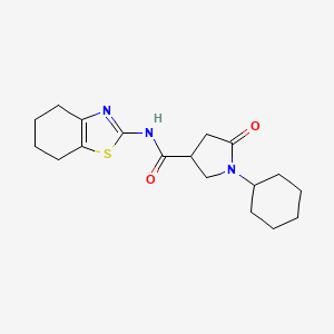 molecular formula C18H25N3O2S B4240655 1-cyclohexyl-5-oxo-N-(4,5,6,7-tetrahydro-1,3-benzothiazol-2-yl)pyrrolidine-3-carboxamide 