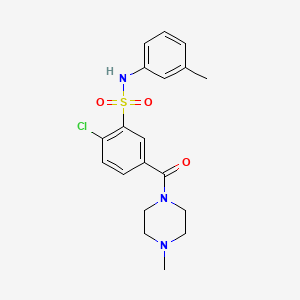 molecular formula C19H22ClN3O3S B4240682 2-chloro-N-(3-methylphenyl)-5-[(4-methyl-1-piperazinyl)carbonyl]benzenesulfonamide 