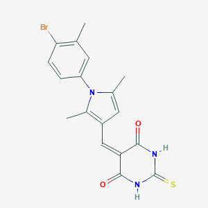 molecular formula C18H16BrN3O2S B424070 5-{[1-(4-bromo-3-methylphenyl)-2,5-dimethyl-1H-pyrrol-3-yl]methylidene}-2-thioxodihydropyrimidine-4,6(1H,5H)-dione 