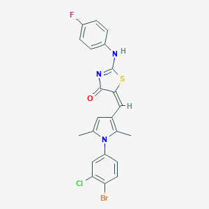 (5E)-5-[[1-(4-bromo-3-chlorophenyl)-2,5-dimethylpyrrol-3-yl]methylidene]-2-(4-fluoroanilino)-1,3-thiazol-4-one