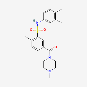 molecular formula C21H27N3O3S B4240742 N-(3,4-dimethylphenyl)-2-methyl-5-[(4-methyl-1-piperazinyl)carbonyl]benzenesulfonamide 