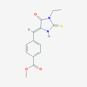 molecular formula C14H14N2O3S B424076 Methyl 4-[(1-ethyl-5-oxo-2-thioxo-4-imidazolidinylidene)methyl]benzoate 