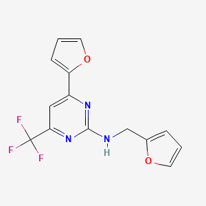 4-(2-furyl)-N-(2-furylmethyl)-6-(trifluoromethyl)-2-pyrimidinamine