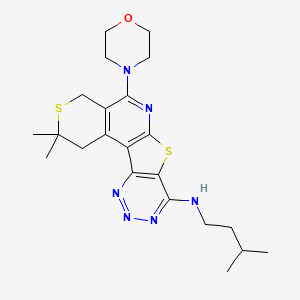 molecular formula C22H30N6OS2 B4240831 2,2-dimethyl-N-(3-methylbutyl)-5-(4-morpholinyl)-1,4-dihydro-2H-thiopyrano[4'',3'':4',5']pyrido[3',2':4,5]thieno[3,2-d][1,2,3]triazin-8-amine 