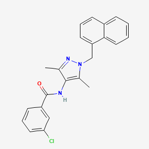 molecular formula C23H20ClN3O B4240877 3-chloro-N-[3,5-dimethyl-1-(1-naphthylmethyl)-1H-pyrazol-4-yl]benzamide 