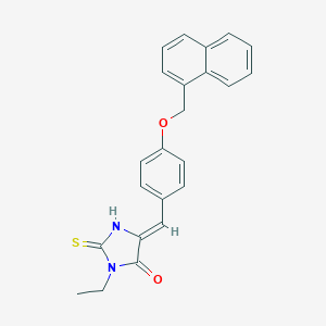 molecular formula C23H20N2O2S B424089 3-Ethyl-5-[4-(1-naphthylmethoxy)benzylidene]-2-thioxoimidazolidin-4-one 