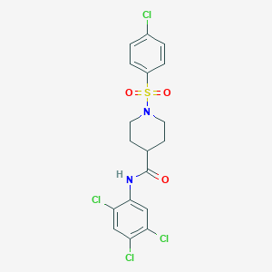 molecular formula C18H16Cl4N2O3S B424092 1-[(4-chlorophenyl)sulfonyl]-N-(2,4,5-trichlorophenyl)piperidine-4-carboxamide 