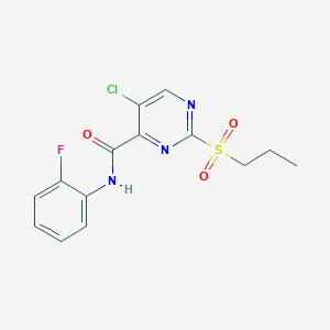 molecular formula C14H13ClFN3O3S B4240922 5-CHLORO-N-(2-FLUOROPHENYL)-2-(PROPANE-1-SULFONYL)PYRIMIDINE-4-CARBOXAMIDE 