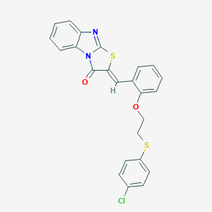 molecular formula C24H17ClN2O2S2 B424095 (2Z)-2-(2-{2-[(4-chlorophenyl)sulfanyl]ethoxy}benzylidene)[1,3]thiazolo[3,2-a]benzimidazol-3(2H)-one 