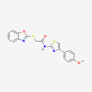 molecular formula C19H15N3O3S2 B4240971 2-(1,3-benzoxazol-2-ylthio)-N-[4-(4-methoxyphenyl)-1,3-thiazol-2-yl]acetamide 