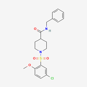 molecular formula C20H23ClN2O4S B4240989 N-BENZYL-1-(5-CHLORO-2-METHOXYBENZENESULFONYL)PIPERIDINE-4-CARBOXAMIDE 