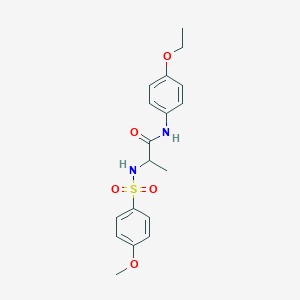 molecular formula C18H22N2O5S B4241013 N-(4-ethoxyphenyl)-2-[(4-methoxyphenyl)sulfonylamino]propanamide 