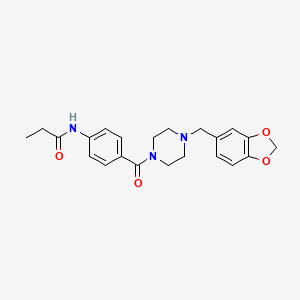 molecular formula C22H25N3O4 B4241048 N-(4-{4-[(2H-1,3-BENZODIOXOL-5-YL)METHYL]PIPERAZINE-1-CARBONYL}PHENYL)PROPANAMIDE 