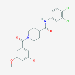 molecular formula C21H22Cl2N2O4 B424105 N-(3,4-dichlorophenyl)-1-[(3,5-dimethoxyphenyl)carbonyl]piperidine-4-carboxamide 
