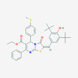 ethyl (2E)-2-(3,5-di-tert-butyl-4-hydroxybenzylidene)-5-[4-(methylsulfanyl)phenyl]-3-oxo-7-phenyl-2,3-dihydro-5H-[1,3]thiazolo[3,2-a]pyrimidine-6-carboxylate