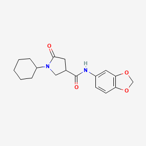 molecular formula C18H22N2O4 B4241205 N-(1,3-benzodioxol-5-yl)-1-cyclohexyl-5-oxopyrrolidine-3-carboxamide 