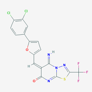 molecular formula C17H7Cl2F3N4O2S B424137 6-{[5-(3,4-dichlorophenyl)-2-furyl]methylene}-5-imino-2-(trifluoromethyl)-5,6-dihydro-7H-[1,3,4]thiadiazolo[3,2-a]pyrimidin-7-one 