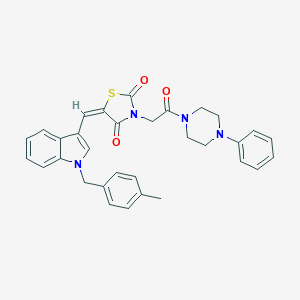 molecular formula C32H30N4O3S B424138 (5E)-5-{[1-(4-methylbenzyl)-1H-indol-3-yl]methylidene}-3-[2-oxo-2-(4-phenylpiperazin-1-yl)ethyl]-1,3-thiazolidine-2,4-dione 