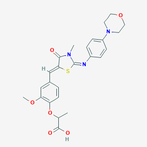 2-[2-Methoxy-4-({3-methyl-2-[(4-morpholin-4-ylphenyl)imino]-4-oxo-1,3-thiazolidin-5-ylidene}methyl)phenoxy]propanoic acid