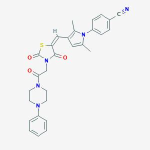 4-{3-[(E)-{2,4-dioxo-3-[2-oxo-2-(4-phenylpiperazin-1-yl)ethyl]-1,3-thiazolidin-5-ylidene}methyl]-2,5-dimethyl-1H-pyrrol-1-yl}benzonitrile