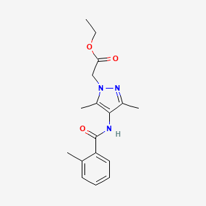 molecular formula C17H21N3O3 B4241412 Ethyl 2-[3,5-dimethyl-4-[(2-methylbenzoyl)amino]pyrazol-1-yl]acetate 