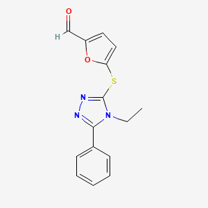 molecular formula C15H13N3O2S B4241440 5-[(4-ethyl-5-phenyl-4H-1,2,4-triazol-3-yl)thio]-2-furaldehyde 