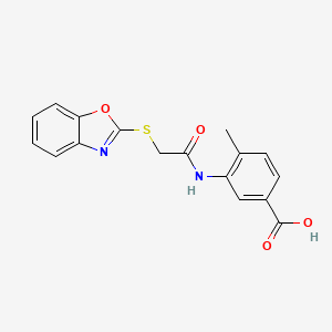 molecular formula C17H14N2O4S B4241448 3-{[(1,3-benzoxazol-2-ylthio)acetyl]amino}-4-methylbenzoic acid 