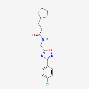 N-{[3-(4-chlorophenyl)-1,2,4-oxadiazol-5-yl]methyl}-3-cyclopentylpropanamide