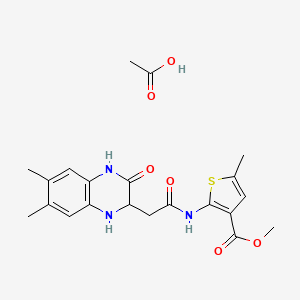 acetic acid;methyl 2-[[2-(6,7-dimethyl-3-oxo-2,4-dihydro-1H-quinoxalin-2-yl)acetyl]amino]-5-methylthiophene-3-carboxylate