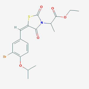 molecular formula C18H20BrNO5S B424151 Ethyl 2-[5-(3-bromo-4-isopropoxybenzylidene)-2,4-dioxo-1,3-thiazolidin-3-yl]propanoate 