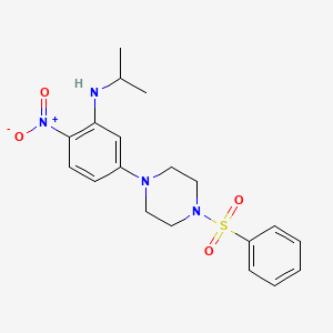 molecular formula C19H24N4O4S B4241525 N-isopropyl-2-nitro-5-[4-(phenylsulfonyl)-1-piperazinyl]aniline 