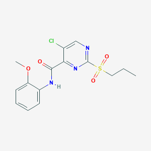 molecular formula C15H16ClN3O4S B4241555 5-CHLORO-N-(2-METHOXYPHENYL)-2-(PROPANE-1-SULFONYL)PYRIMIDINE-4-CARBOXAMIDE 