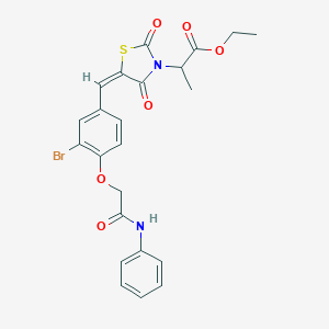 molecular formula C23H21BrN2O6S B424156 ethyl 2-[(5E)-5-{3-bromo-4-[2-oxo-2-(phenylamino)ethoxy]benzylidene}-2,4-dioxo-1,3-thiazolidin-3-yl]propanoate 