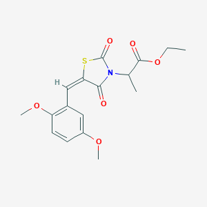 molecular formula C17H19NO6S B424157 ethyl 2-[(5E)-5-(2,5-dimethoxybenzylidene)-2,4-dioxo-1,3-thiazolidin-3-yl]propanoate 