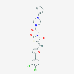molecular formula C26H21Cl2N3O4S B424159 5-{[5-(3,4-Dichlorophenyl)-2-furyl]methylene}-3-[2-oxo-2-(4-phenylpiperazin-1-yl)ethyl]-1,3-thiazolidine-2,4-dione 