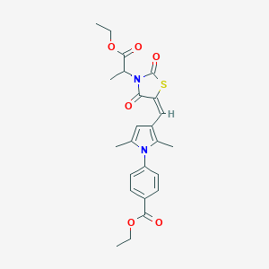 molecular formula C24H26N2O6S B424164 ethyl 4-(3-{[3-(2-ethoxy-1-methyl-2-oxoethyl)-2,4-dioxo-1,3-thiazolidin-5-ylidene]methyl}-2,5-dimethyl-1H-pyrrol-1-yl)benzoate 