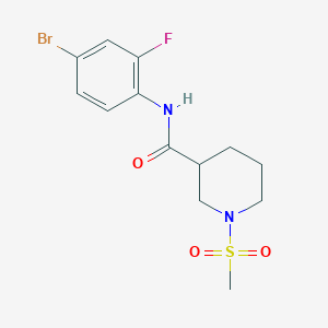 molecular formula C13H16BrFN2O3S B4241643 N~3~-(4-BROMO-2-FLUOROPHENYL)-1-(METHYLSULFONYL)-3-PIPERIDINECARBOXAMIDE 