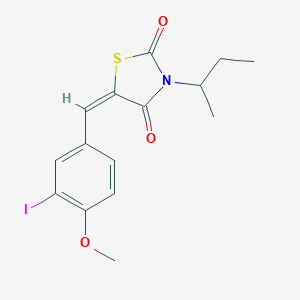 molecular formula C15H16INO3S B424165 (5E)-3-(butan-2-yl)-5-(3-iodo-4-methoxybenzylidene)-1,3-thiazolidine-2,4-dione 