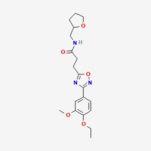 molecular formula C19H25N3O5 B4241664 3-[3-(4-ethoxy-3-methoxyphenyl)-1,2,4-oxadiazol-5-yl]-N-(tetrahydro-2-furanylmethyl)propanamide 