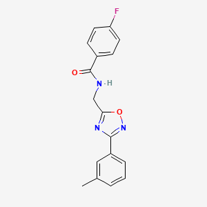 molecular formula C17H14FN3O2 B4241668 4-fluoro-N-{[3-(3-methylphenyl)-1,2,4-oxadiazol-5-yl]methyl}benzamide 