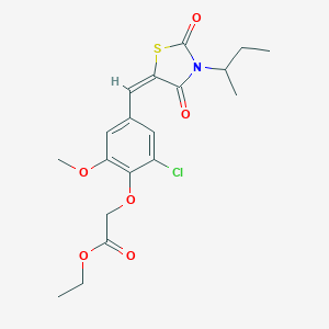 molecular formula C19H22ClNO6S B424169 ethyl (4-{(E)-[3-(butan-2-yl)-2,4-dioxo-1,3-thiazolidin-5-ylidene]methyl}-2-chloro-6-methoxyphenoxy)acetate 
