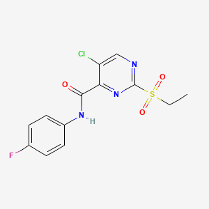 molecular formula C13H11ClFN3O3S B4241694 5-CHLORO-2-(ETHANESULFONYL)-N-(4-FLUOROPHENYL)PYRIMIDINE-4-CARBOXAMIDE 