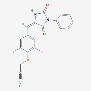 molecular formula C19H12I2N2O3 B424170 5-[3,5-Diiodo-4-(prop-2-ynyloxy)benzylidene]-3-phenylimidazolidine-2,4-dione 
