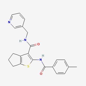 molecular formula C22H21N3O2S B4241751 2-(4-methylbenzamido)-N-[(pyridin-3-yl)methyl]-4H,5H,6H-cyclopenta[b]thiophene-3-carboxamide 