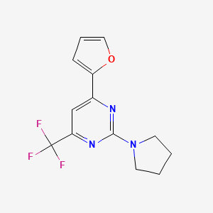 molecular formula C13H12F3N3O B4241780 4-(2-furyl)-2-(1-pyrrolidinyl)-6-(trifluoromethyl)pyrimidine 