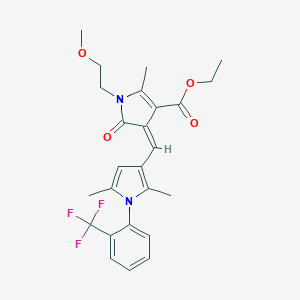 molecular formula C25H27F3N2O4 B424180 ethyl (4Z)-4-({2,5-dimethyl-1-[2-(trifluoromethyl)phenyl]-1H-pyrrol-3-yl}methylidene)-1-(2-methoxyethyl)-2-methyl-5-oxo-4,5-dihydro-1H-pyrrole-3-carboxylate 