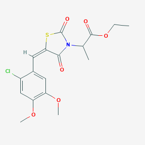 molecular formula C17H18ClNO6S B424181 ethyl 2-[(5E)-5-(2-chloro-4,5-dimethoxybenzylidene)-2,4-dioxo-1,3-thiazolidin-3-yl]propanoate 