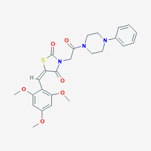 molecular formula C25H27N3O6S B424182 3-[2-Oxo-2-(4-phenyl-1-piperazinyl)ethyl]-5-(2,4,6-trimethoxybenzylidene)-1,3-thiazolidine-2,4-dione 